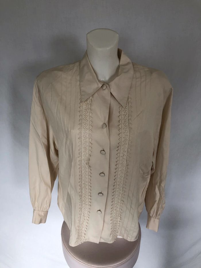 Chemise vintage crème à guipures 48 Damart très bon état - photo numéro 8
