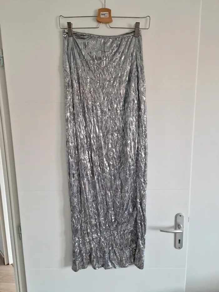 Jupe longue argentée Boohoo taille 40 neuve - photo numéro 3
