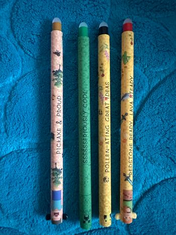 Lot de quatres stylos effaçables Minecraft