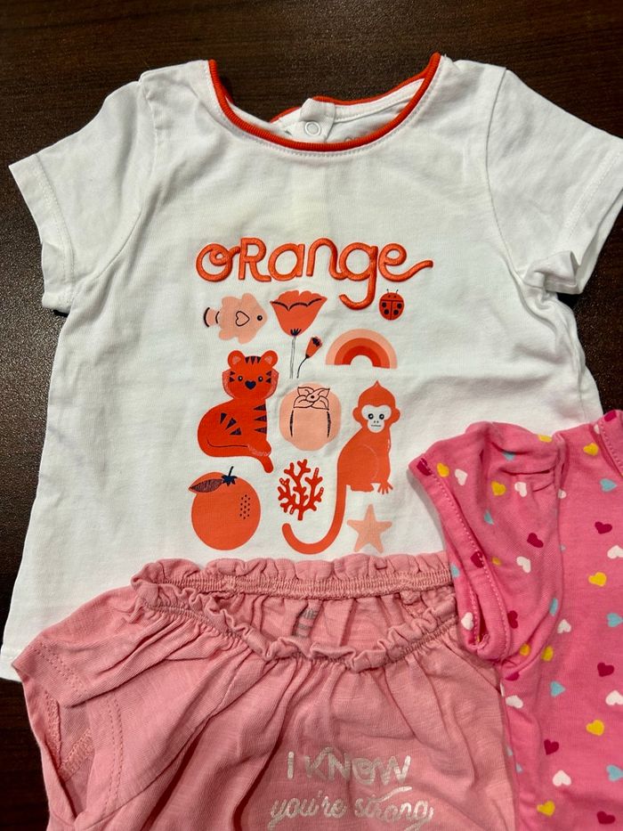 Lot de 5 tshirts manches courtes bébé filles - photo numéro 2