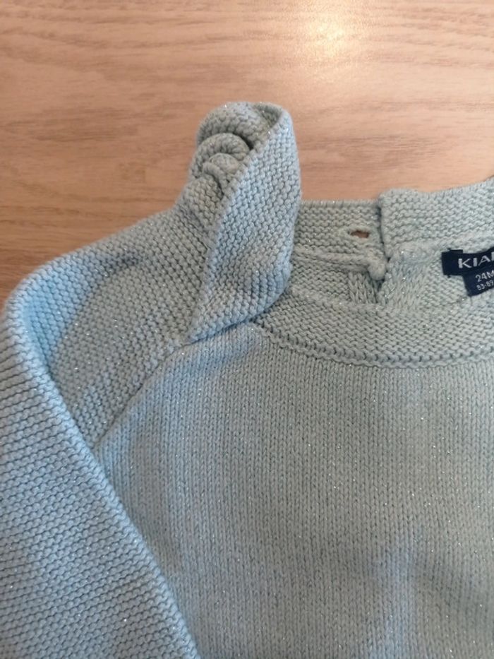 Pull menthe paillettes 24 mois - photo numéro 3