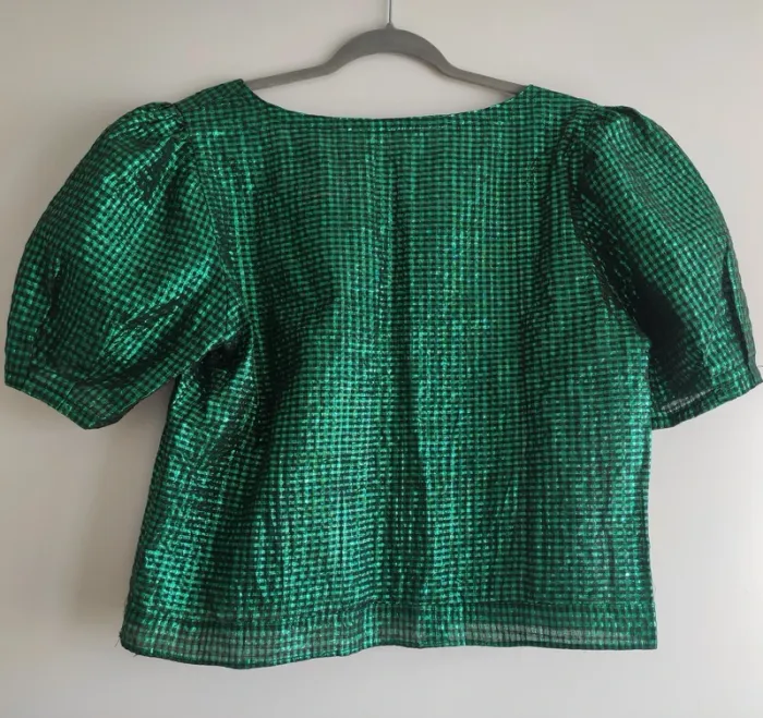 Superbe blouse vintage verte métallisée - Drop vert 🌵🍀 - photo numéro 8