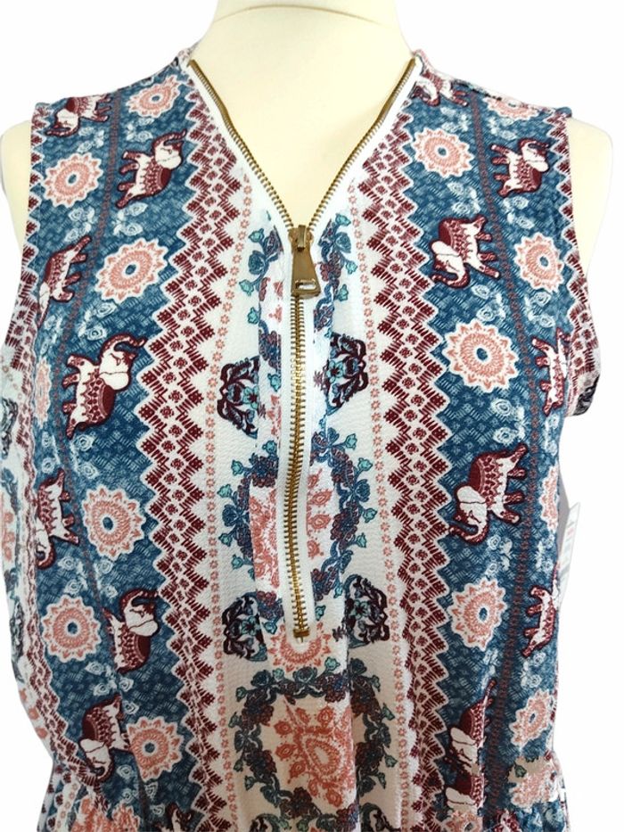 Robe été mi-longue large 40 L motifs élephants indien Neuve avec étiquette - photo numéro 3