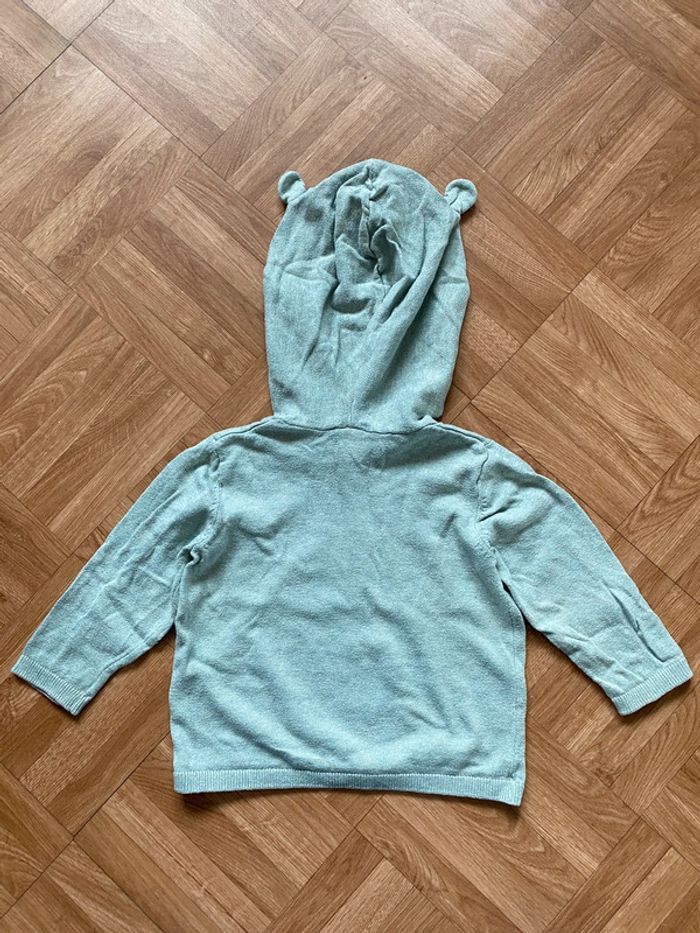 Sweat pull à capuche vert taille 9/12 mois H&M - photo numéro 3