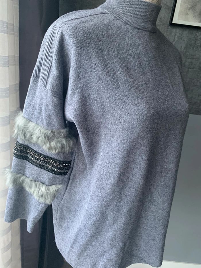 Pull bleu clair avec manches 3/4 - photo numéro 2