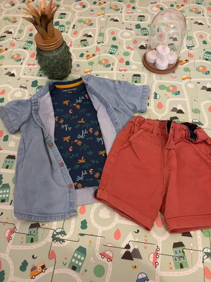 Ensemble t shirt in extenso et short et chemise Kiabi 24 mois