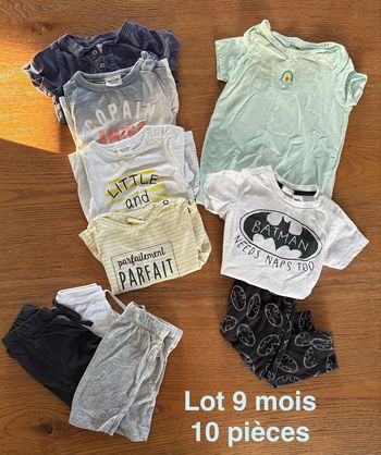 Lot 9 mois - garçon - printemps / été - 10 pièces