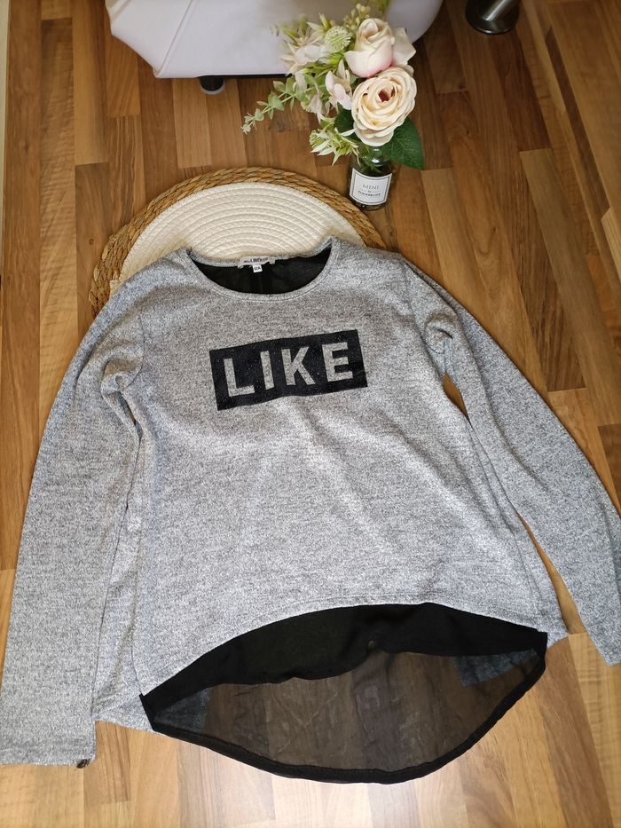 Pull gris pailleté avec chemise intégrée 12 ans Liberto - photo numéro 2