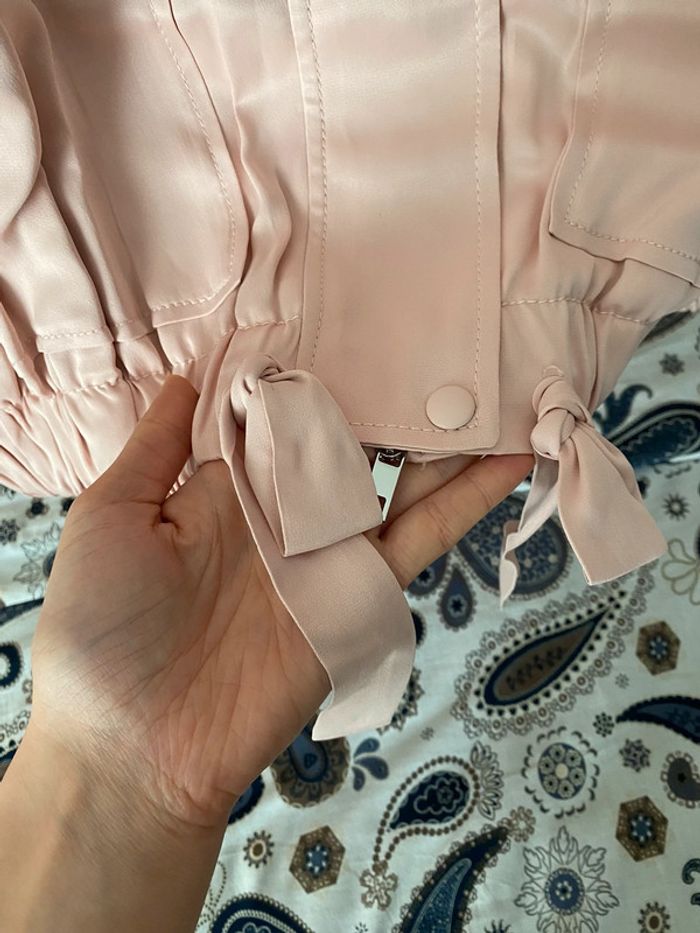 Superbe beau blouson aviateur fluide rose pale Zara neuf avec étiquette taille L - photo numéro 6