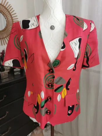 Haut chemisier avec épaulettes vintage années 80 Yolande Claudie made in France