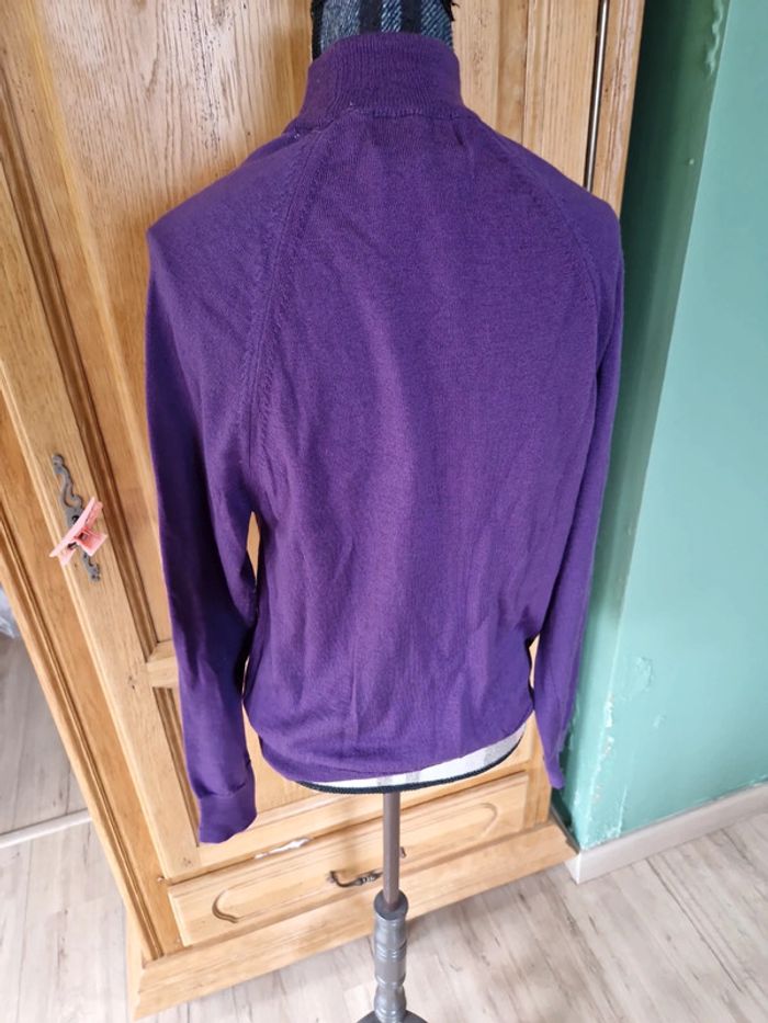 Pull fin col roulé laine mérinos taille 38 violet  vintage - photo numéro 4