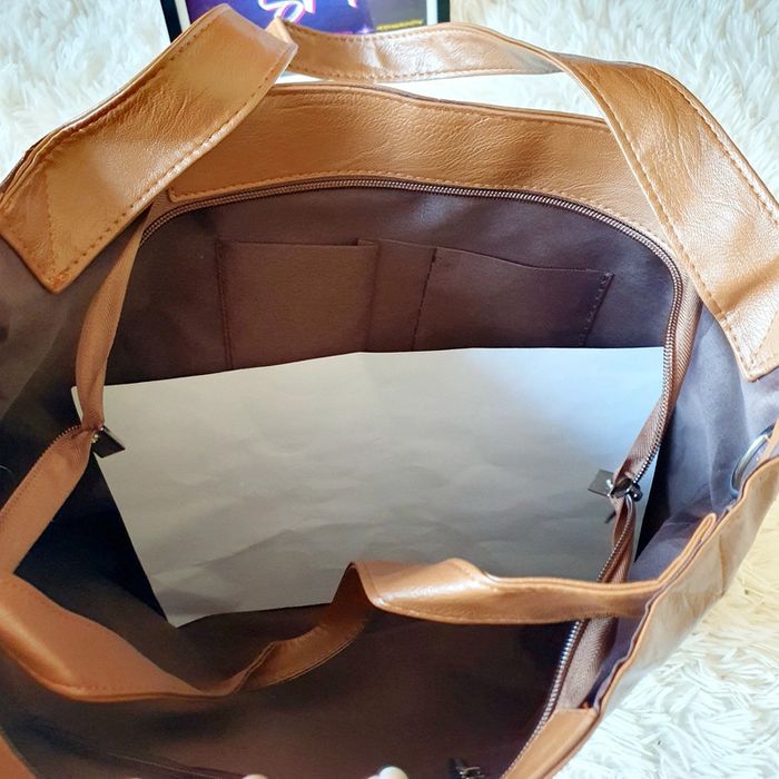 👜 Grand Sac à main souple cabas fourre-tout simili cuir marron neuf MALLOW - photo numéro 18