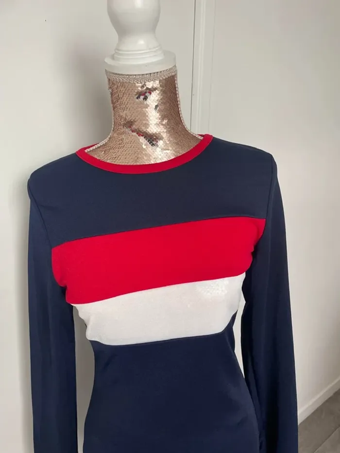 Robe marine  bande rouge et blanc Boohoo 38 Lavé non porté - photo numéro 3