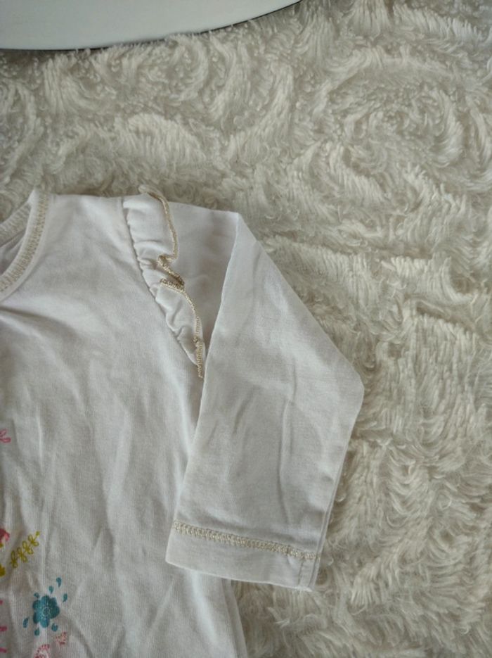 Tee shirt tunique chemise manches longues Fille 3 mois Happy birds Vertbaudet 100% coton - photo numéro 5