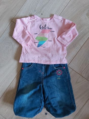 Ensemble fille tee-shirt ML et jeans 6 mois (78)