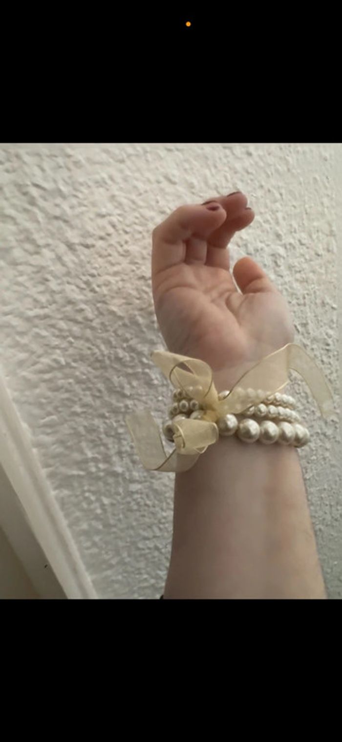 Bracelet 3 rangs elastique perle en plastique ruban - photo numéro 2