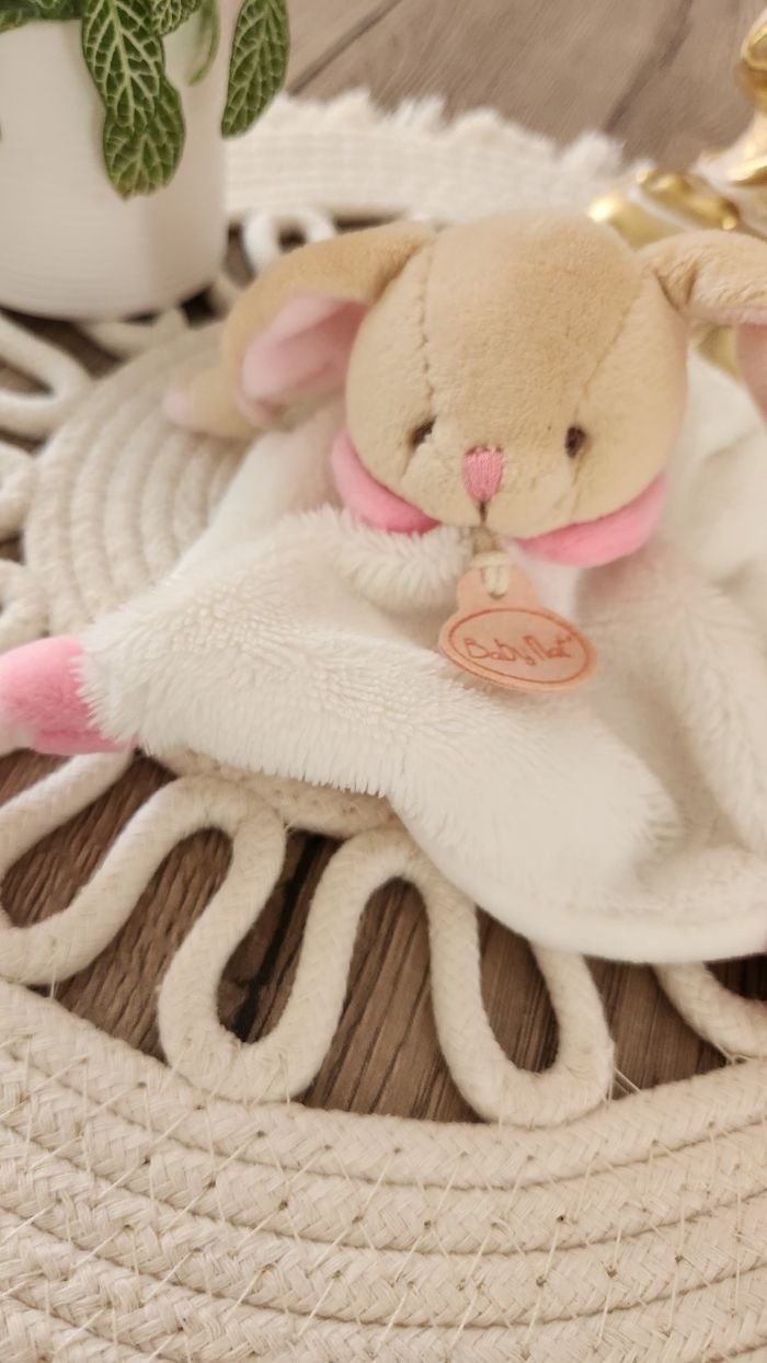 Doudou Lange Lapin Baby Nat Blanc Rose - photo numéro 4