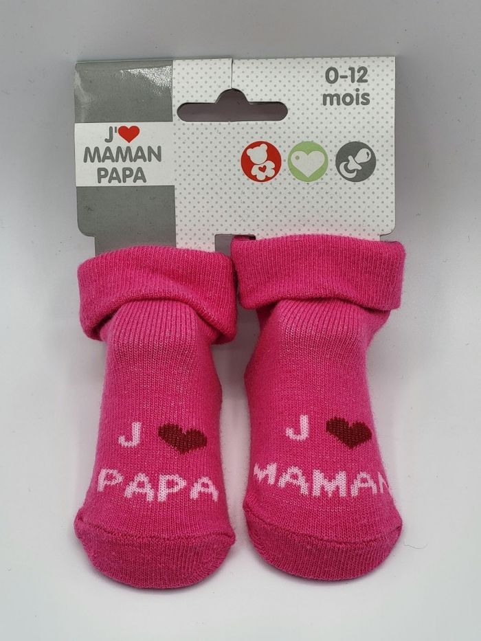 Chaussettes bébé J'aime papa maman 0-12 mois