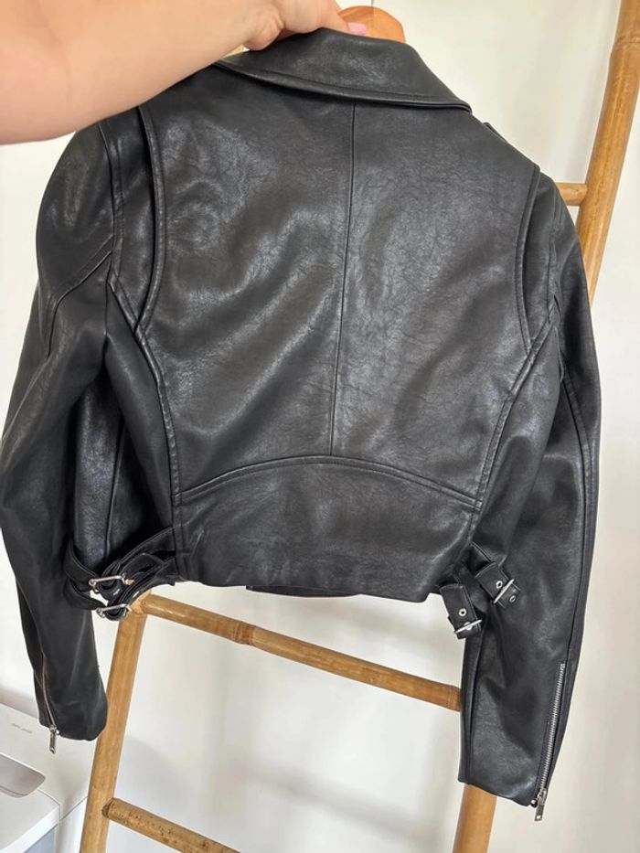 Veste en cuir noire - mango taille M - photo numéro 10