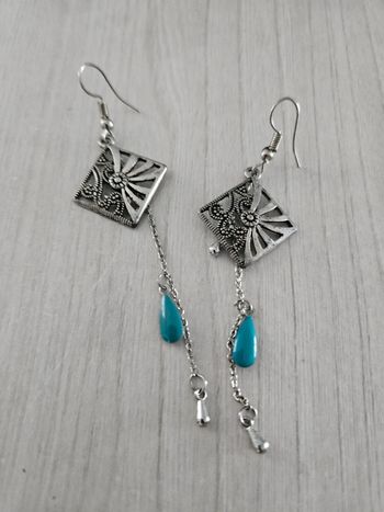 Boucle d'oreille pierre bleu