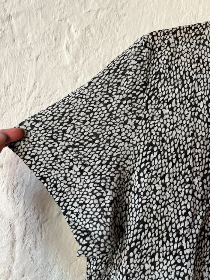 Top IKKS 100% lin noir et blanc – T.40 - photo numéro 3