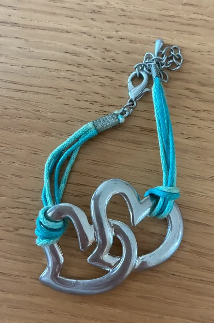 Bracelet argenté et turquoise cœur - photo numéro 2