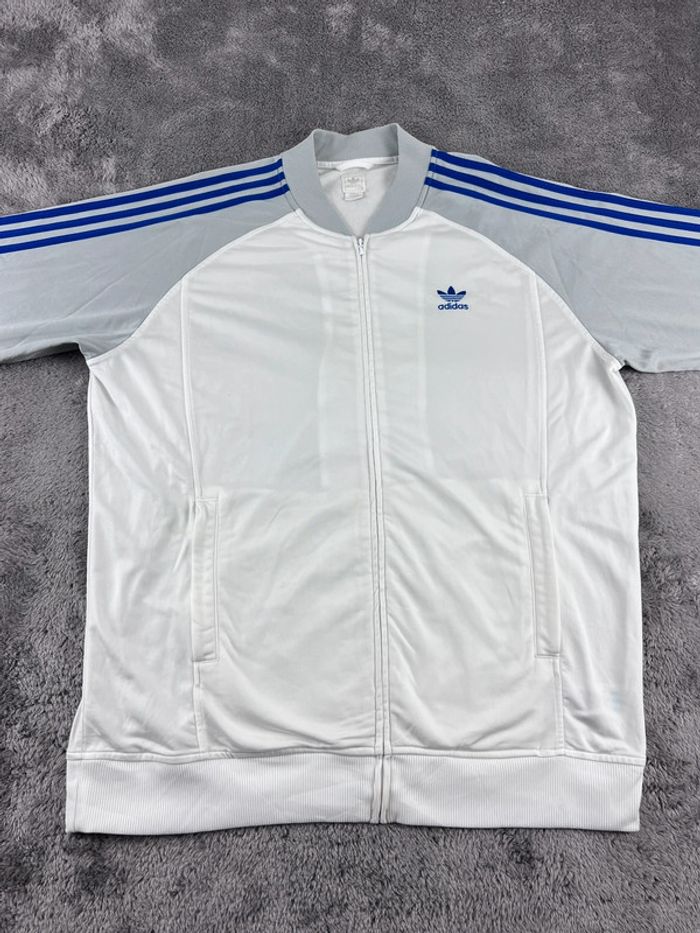 Veste vintage Adidas logo brodé 2006 blanche grise et bleu marine Taille L - photo numéro 6