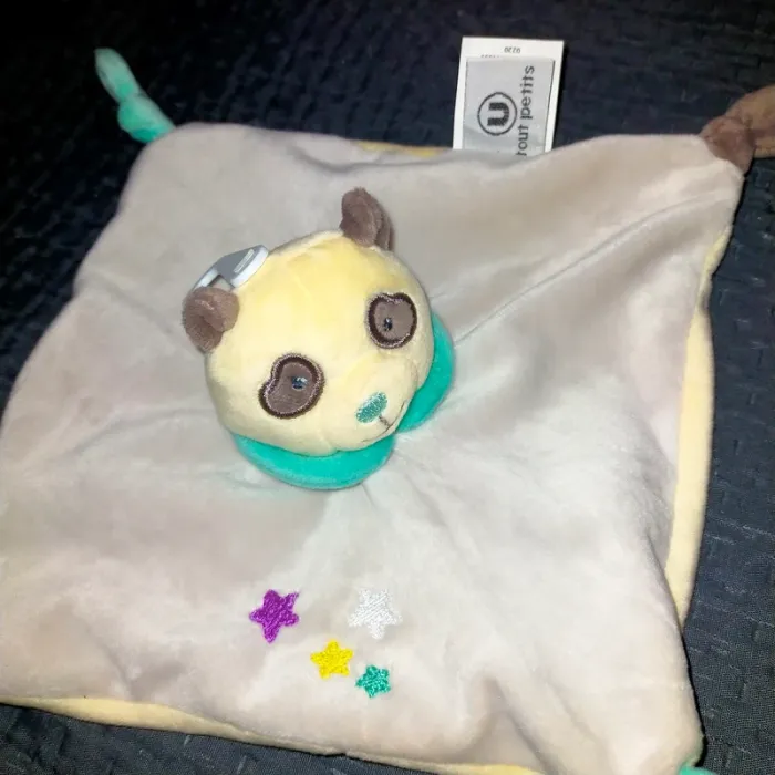 Doudou panda gris, jaune U tout petits Neuf - photo numéro 2