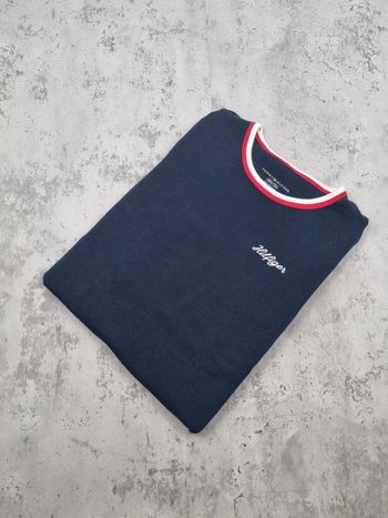 T-shirt Tommy Hilfiger col rond liseré bleu marine – Taille XS Femme (mesures en photos