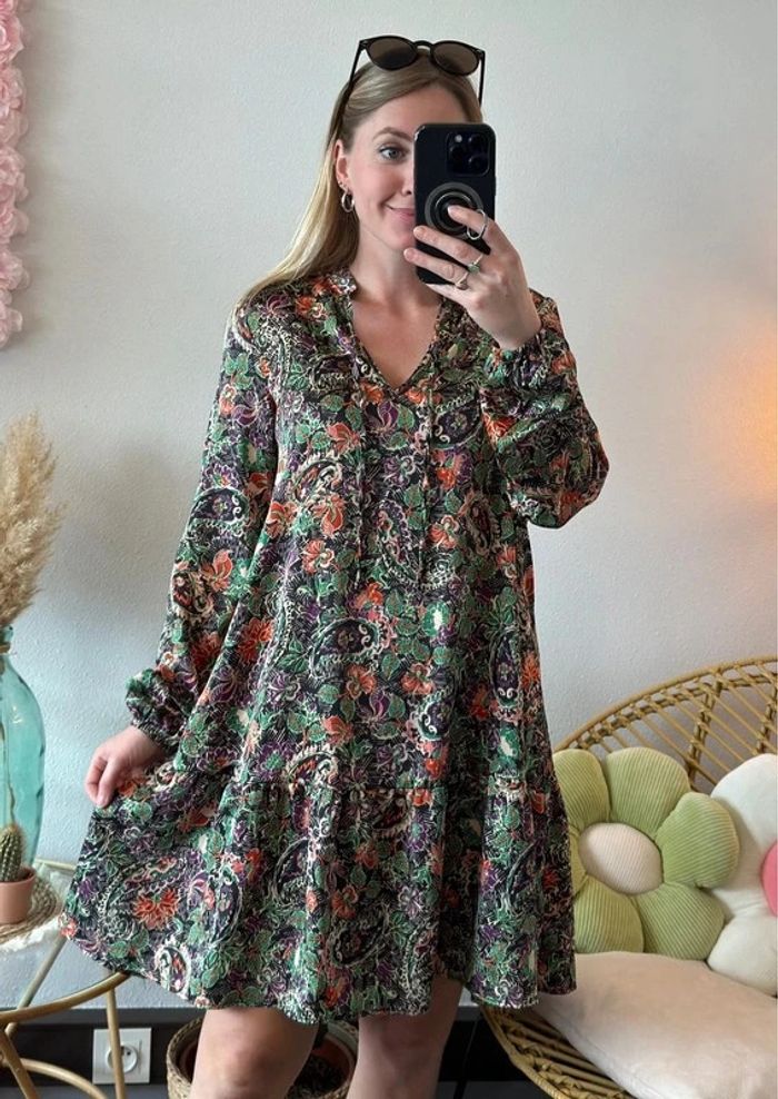 Belle robe fluide et légère à imprimé floral, taille 34 - IKKS