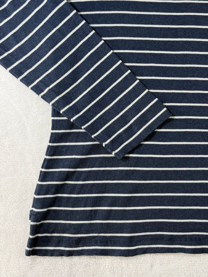 Top T-shirt manches longues marinière Ralph Lauren femme 2X ( 2XL ) bleu marine blanc 100% coton - photo numéro 9