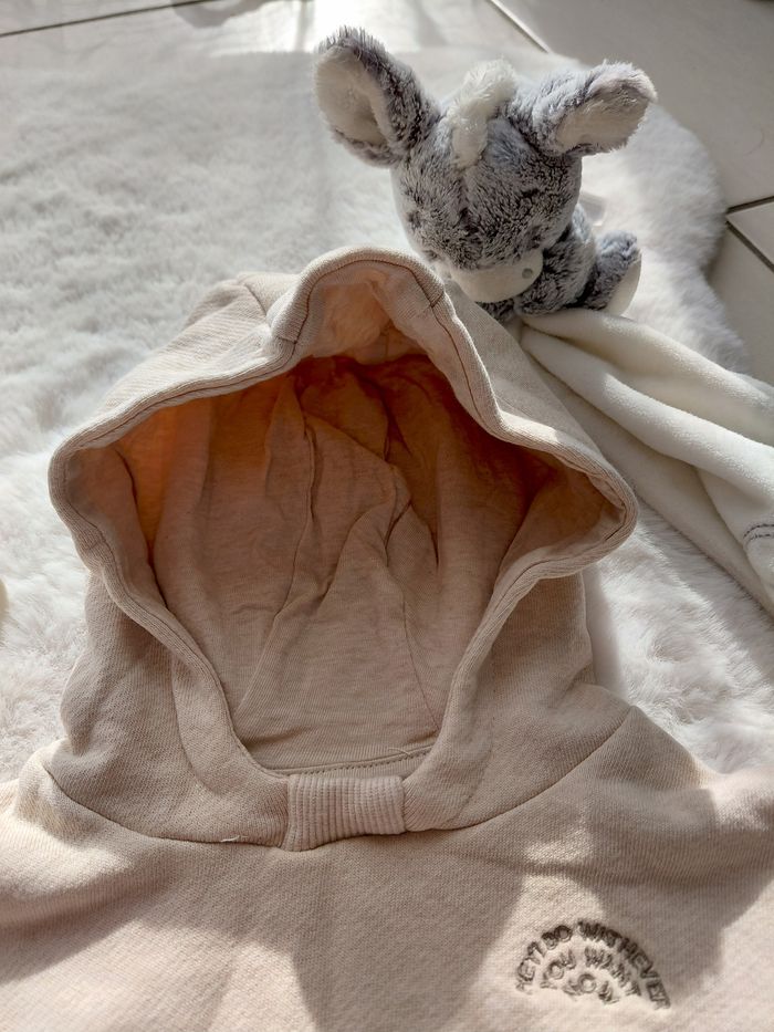 Sweat à capuche beige 3 mois - photo numéro 4