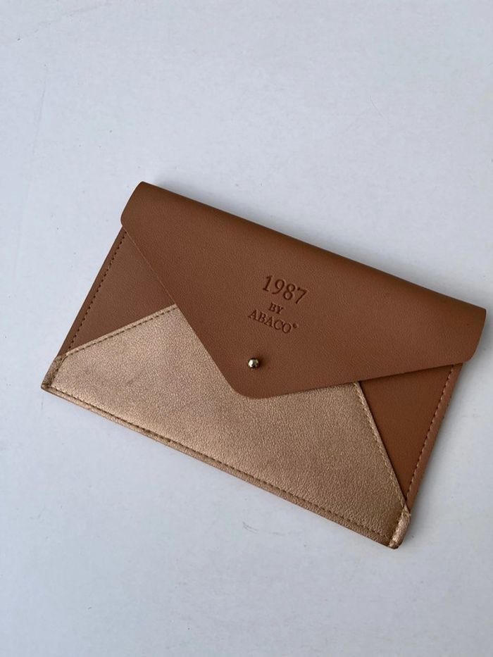 Pochette portefeuille style enveloppe - marron et doré - photo numéro 2
