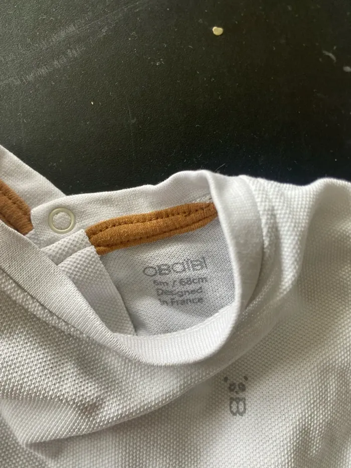 Teeshirt blanc et marron 6 mois - Obaibi - photo numéro 2