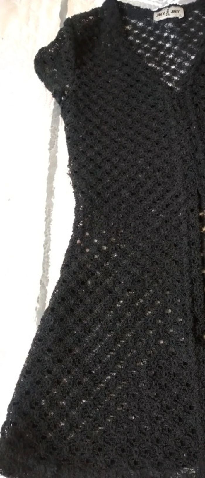 Haut noir ajouré en crochet vintage femme jennyfer 36 - photo numéro 8