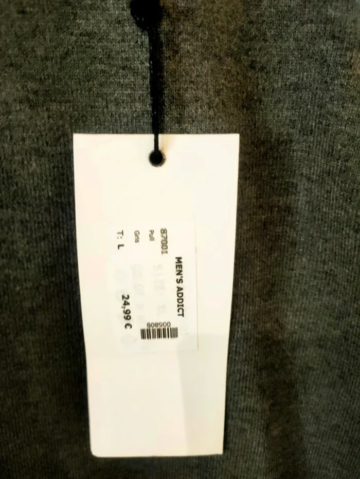 Pull homme gris col mao L tony moro NEUF - photo numéro 2