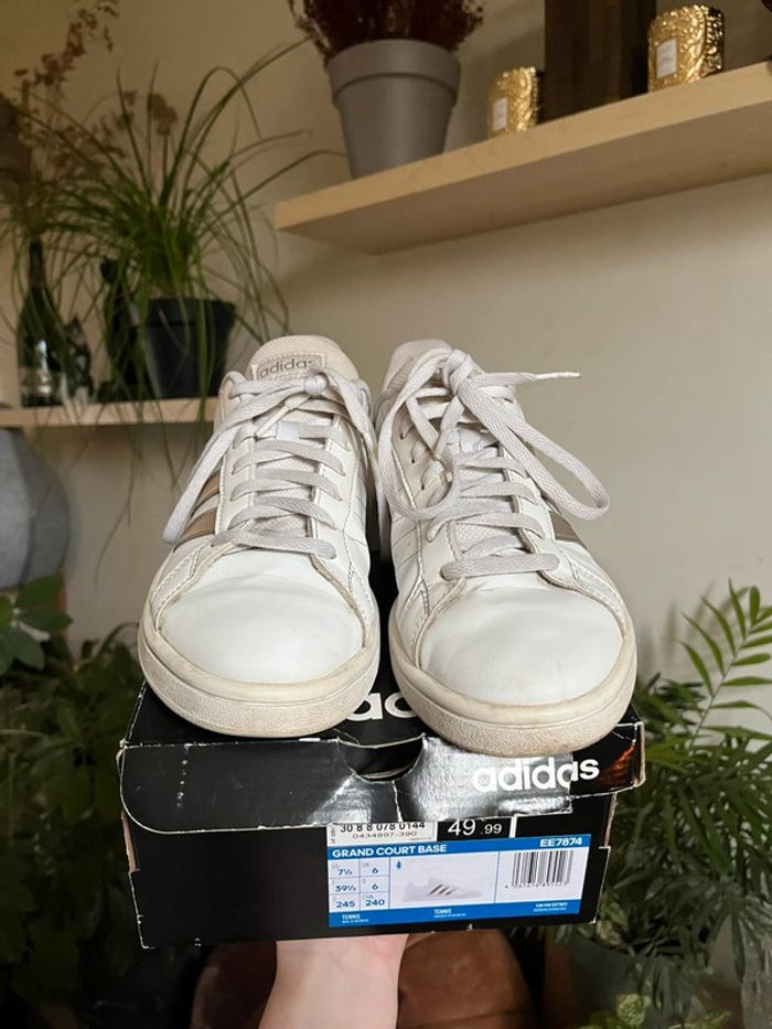 Baskets confortable Adidas Grand Court Base - blanc et gris argenté - photo numéro 7