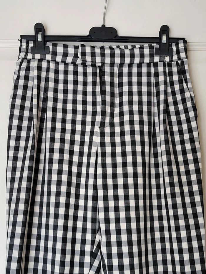 Pantalon crop vichy noir et blanc Mango - Comme neuf - photo numéro 2