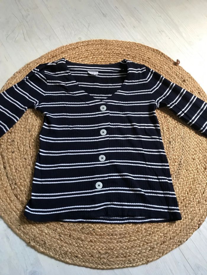 T shirt manche longue marinière