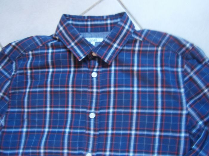 Chemise à carreaux bleu marine JULES Taille M - photo numéro 4