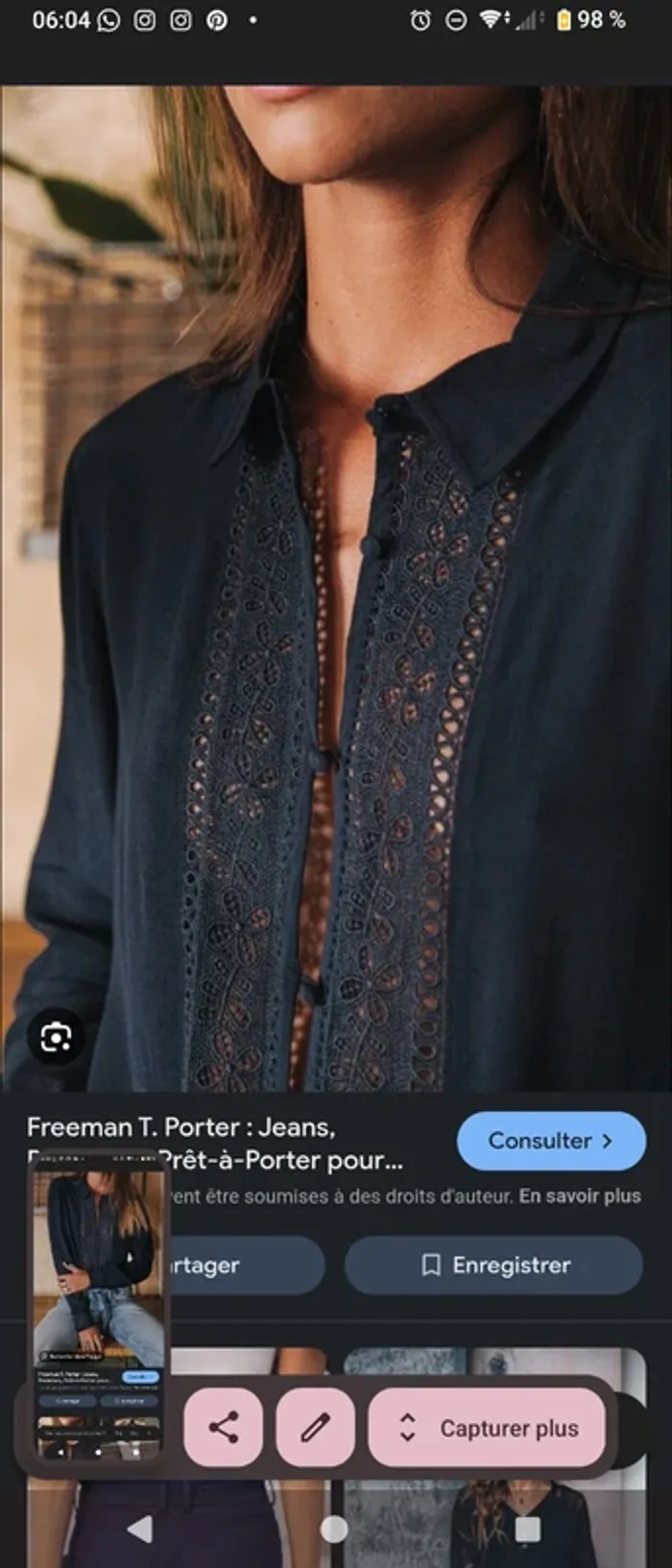 Chemise Cherry Paris T38 – bleu marine ajourée dentelle chic - photo numéro 8