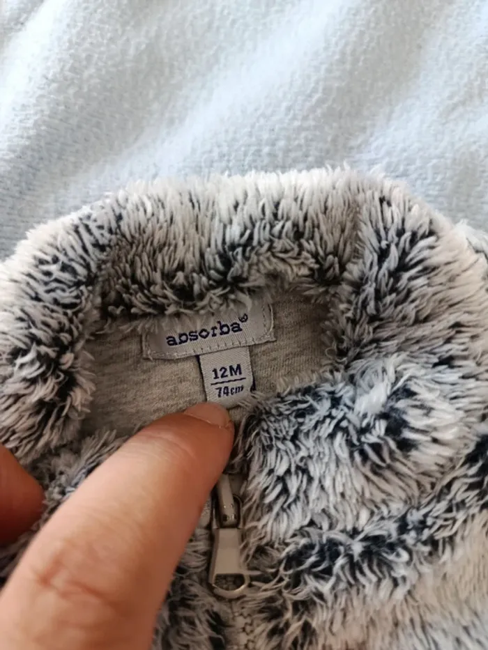 Gilet 74cm absoba gris doux au toucher - photo numéro 4