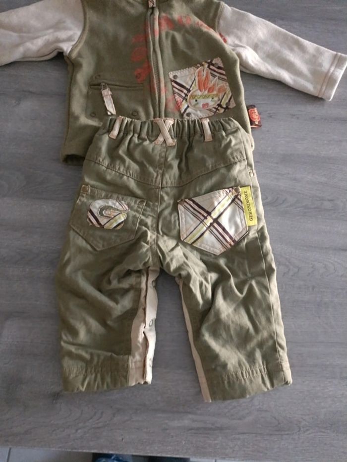 Ensemble vert veste à capuche et pantalon vert  Geroni Môme 6 mois - photo numéro 5