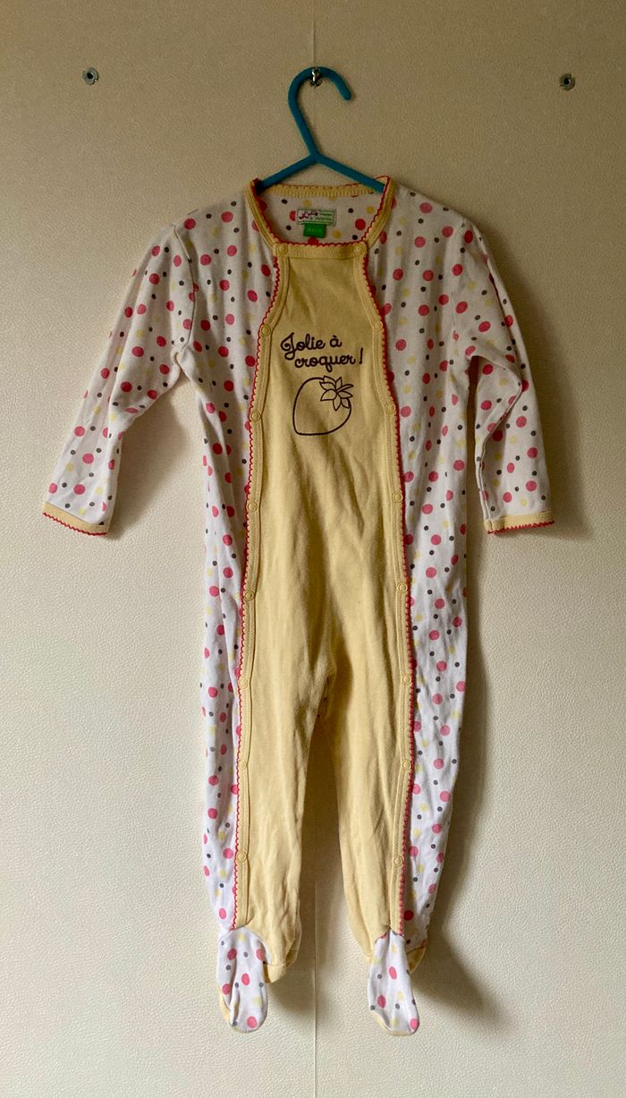 pyjama grenouillère fraise Jolie à croquer bébé 18 mois
