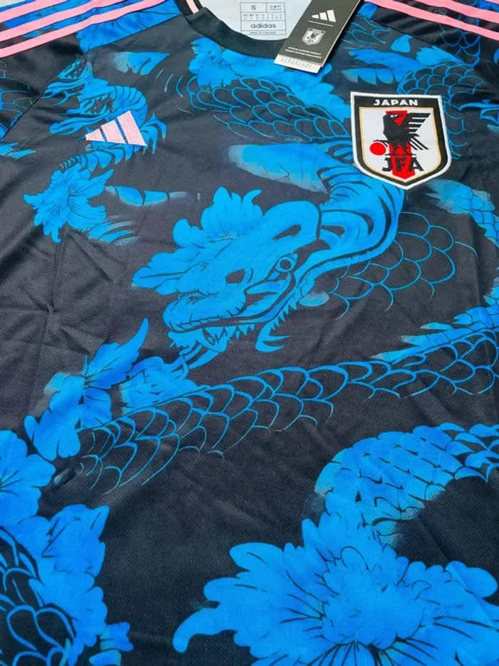 Maillot concept foot Japon bleu dragon fleurs taille S - photo numéro 4