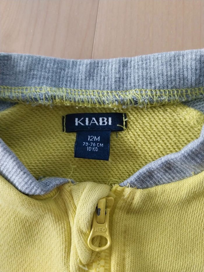 Gilet bébé 12 mois vert anis et gris - photo numéro 2