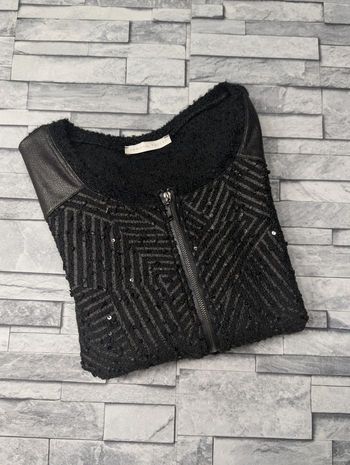 Gilet zippé noir Armand Thiery - Motifs géométriques & Sequins - T1 (36/38)