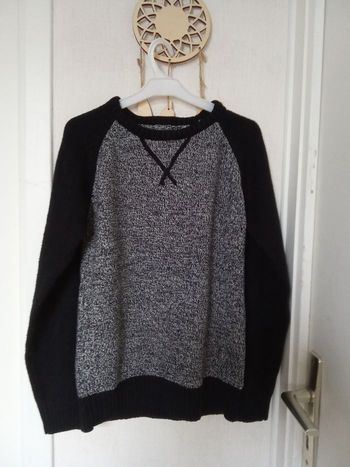 Pull garçon mi saison, automne effet côtelé gris  noir taille 9-10 ans