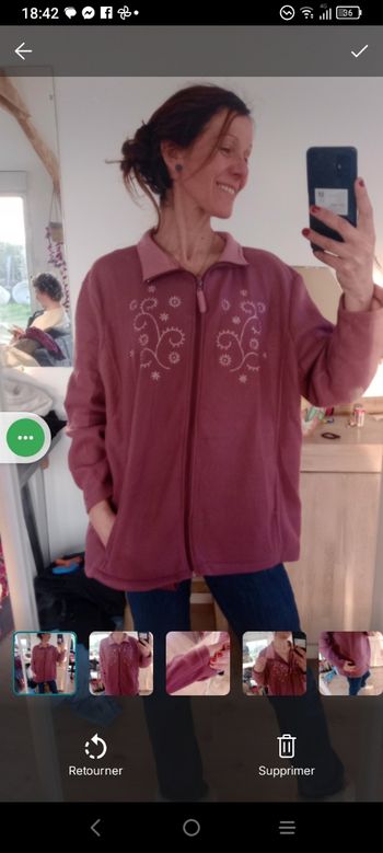 Veste polaire femme 46 48 vieux rose c74