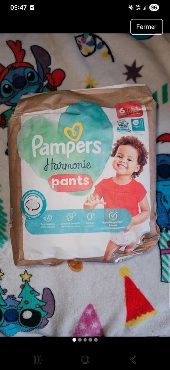 Paquet de couches culotte pampers harmonie taille 6